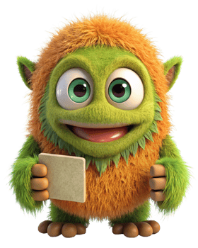 Happy Monster Holding Blank Signboard for Messages png