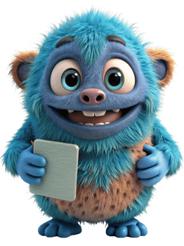 Funny Monster with Blank Signboard and Big Smile png