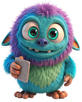 Colorful Monster Holding Blank Board for Messages png