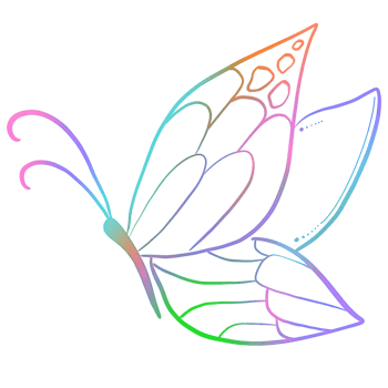A rainbow outline of a butterfly png