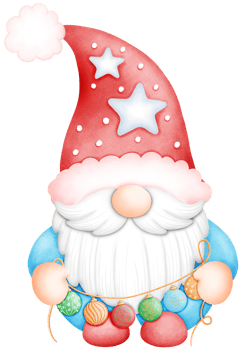 Cute Watercolor Christmas Gnome with blue shirt and balloon Illustration. Adorable Festive Gnome Art for Holiday Decor. Hand Drawn Christmas Character with Whimsy png