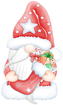 Cute Watercolor Christmas Gnome with red shirt and stocking Illustration. Adorable Festive Gnome Art for Holiday Decor. Hand Drawn Christmas Character with Whimsy png
