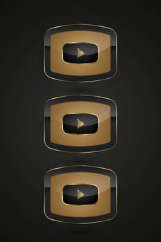Set of premuim Black Golden Play icons, buttons with golden frame illustration, three playing sleek banner , modern play graphic button design vector
