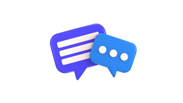 3D speech bubbles icon for chat on social media message icon illustration png
