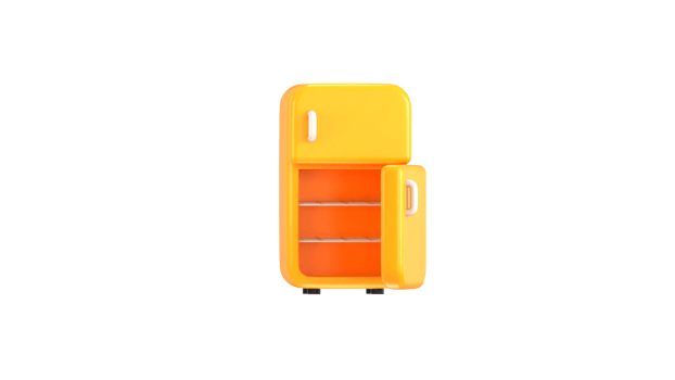 3d Empty refrigerator for kitchen furniture icon 3d rendering illustration png