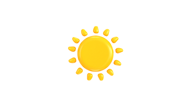 Yellow sun icon 3d render illustration png