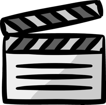 A black and white clapper board icon vector