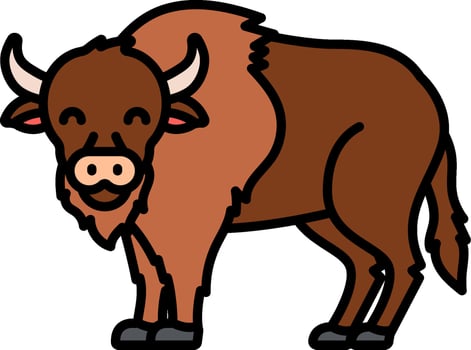 A cartoon bison standing on a white background vector