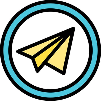 A paper airplane icon in a circle vector