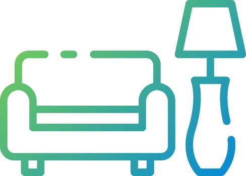 A couch and lamp icon vector