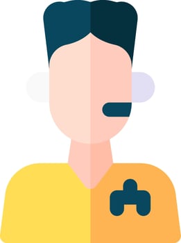 A person with a headset on their head vector