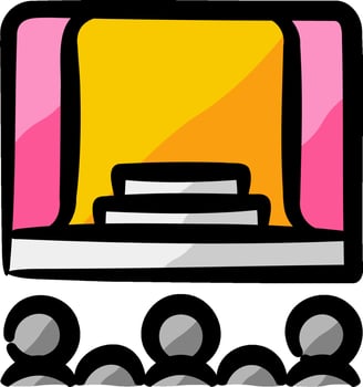 An image of a stage with a large screen vector
