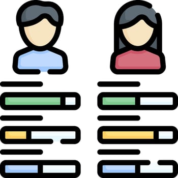 A couple of people are shown in a line of different colors vector