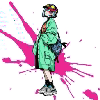 fashionable girl character in long jacket and hat vector