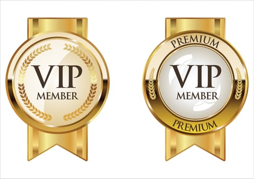 VIP premium membership golden badge on white background vector