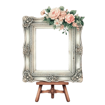Elegant floral picture frame mockup design. png
