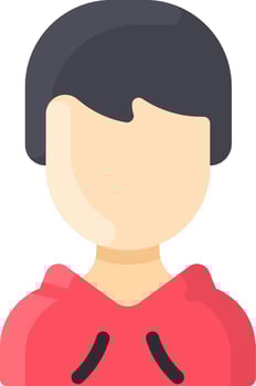 A man in a red hoodie with black hair vector