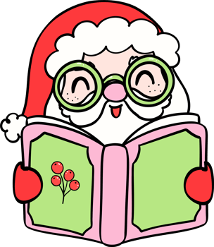 Christmas Santa Reading book hand drawn doodle png