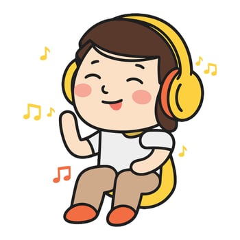 A cartoon boy wearing headphones and smiling vector
