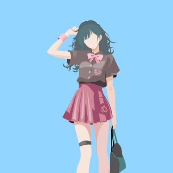faceless anime girl carrying a bag vector