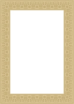 square gold ancient Russian ornament. Slavic rectangle, border, frame. Painting of the royal chambers. vector