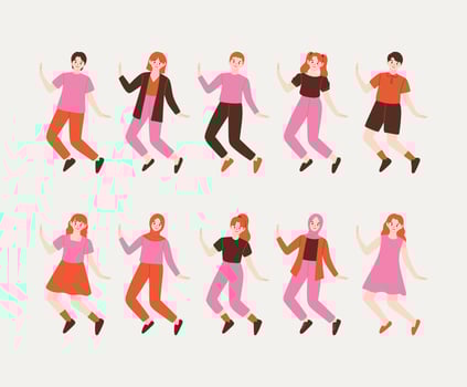Diverse Cartoon Characters in Casual Dance Poses vector