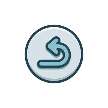A blue arrow pointing to the left in a circle vector