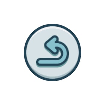 A blue arrow pointing to the left in a circle vector