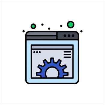 A web page with gears and a clock icon vector