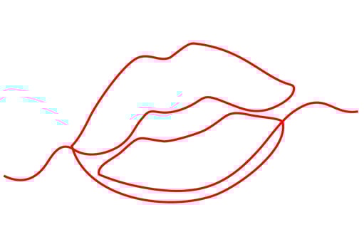 One line lips isolated on white. Continuous line female lips, illustration. Continuous one line drawing. Woman lips logo. For banner, design element, template, postcard. vector