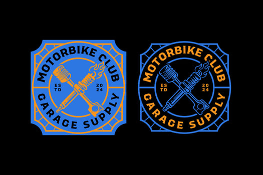 cylinder with sparking plug flame crossed retro badge logo design for garage, spare part, extreme sport. piston with sparking plug fire crossed emblem logo collection for racer, motorcycle, rider vector