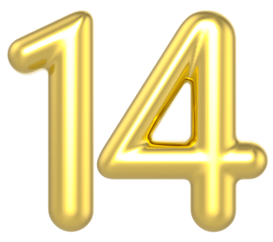 14 Number Gold Render png