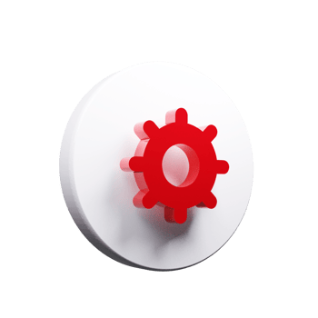 A red gear wheel on a white wall png