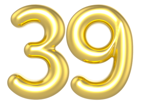 39 Number Gold Render png
