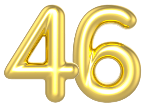 46 Number Gold Render png