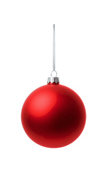 Plain color red Christmas bauble ball trinket ornament decoration , cutout isolated on transparent background. Winter holiday season graphic resource png