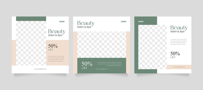 Beauty and spa skincare makeup social media post set. vector