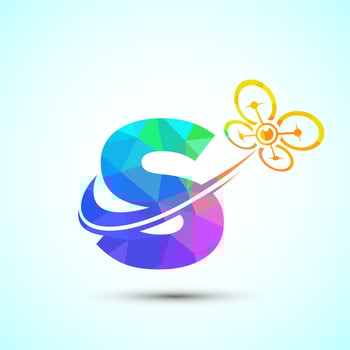 Letter S drone logo design template. Drone technology logo sign low poly style vector