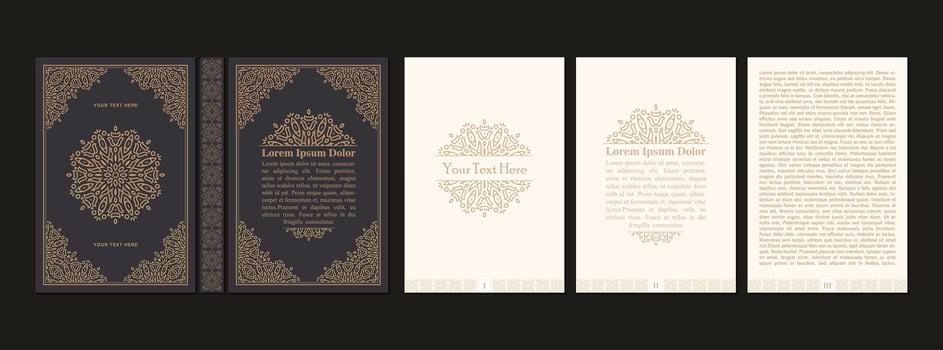 Ornamental book cover design template vector