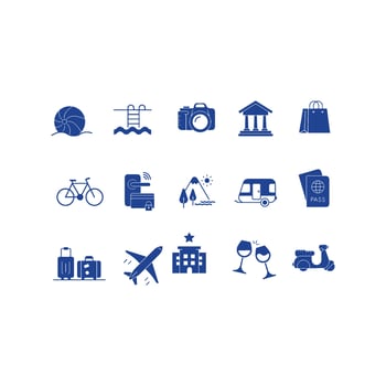 travel and vacation set icons vector