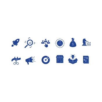 business start up icon set vector