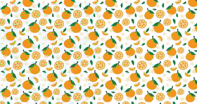 Oranges Seamless pattern and leaves. Fruit pattern Orange Fruit background design. vector