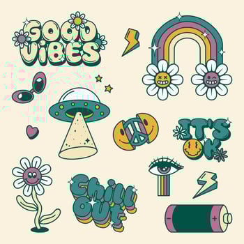 collection of hand drawn retro elements vector