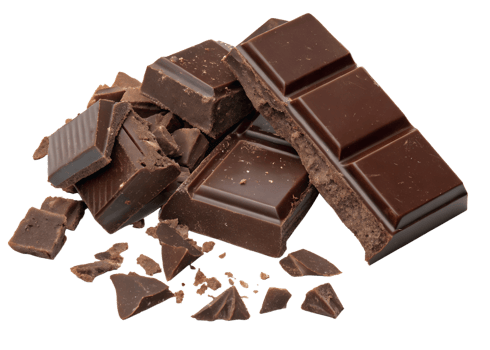 Dark chocolate bar pieces isolated on the transparent background png