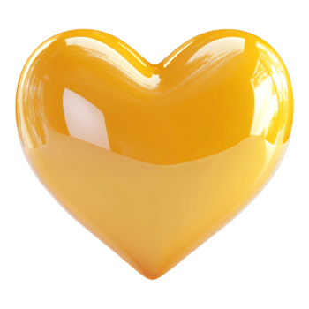 3d yellow Heart against transparent background for Love or Romantic png