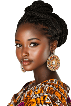 Young black woman wearing traditional African clothing png