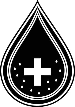 Medical Blood Drop Icon with Cross Symbol for Healthcare and Donation Concepts vector