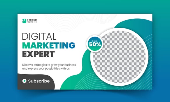 Digital marketing agency thumbnail design template, corporate business marketing social media post banner vector