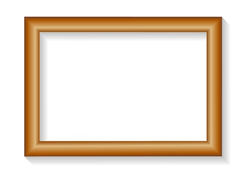 Elegant Rectangular Wooden Picture Frame with Shadow. Illustration Isolated on White Background vector