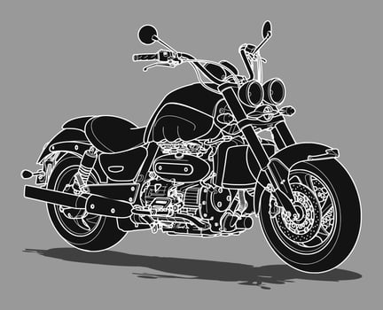 Illustration of retro motorcycle isolated Monochrome style. vector